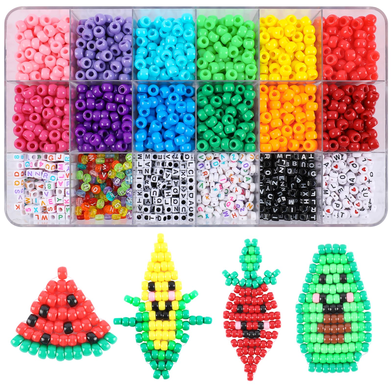 2600+pcs Pony Beads Kit, 18 Color Rainbow Kandi Beads Set, Multicolor Matte Plastic Jewelry Making Kit for DIY Craft Friendship Bracelet Necklace Key Chain