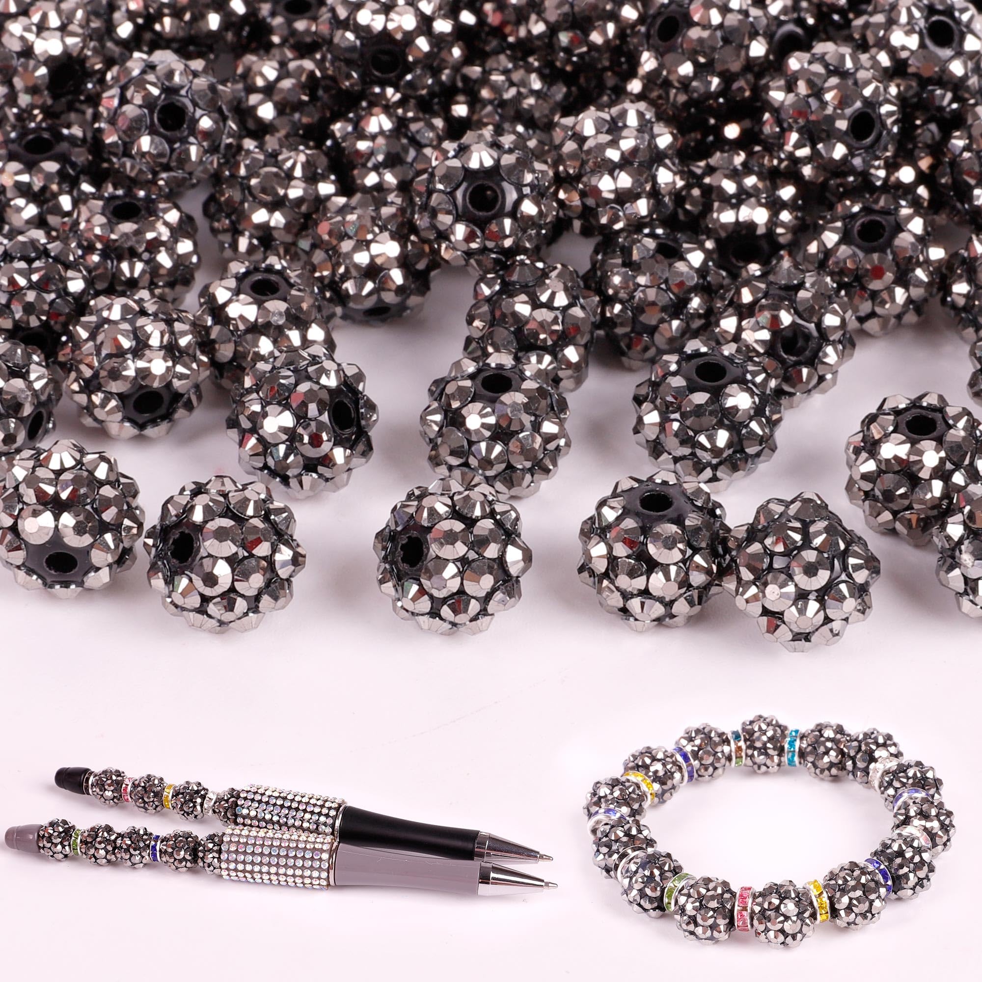 250 Pcs Beads for Pens, Focal Beads for Beadable Pens, Rhinestone Bead, Spacer Bead for Bracelets