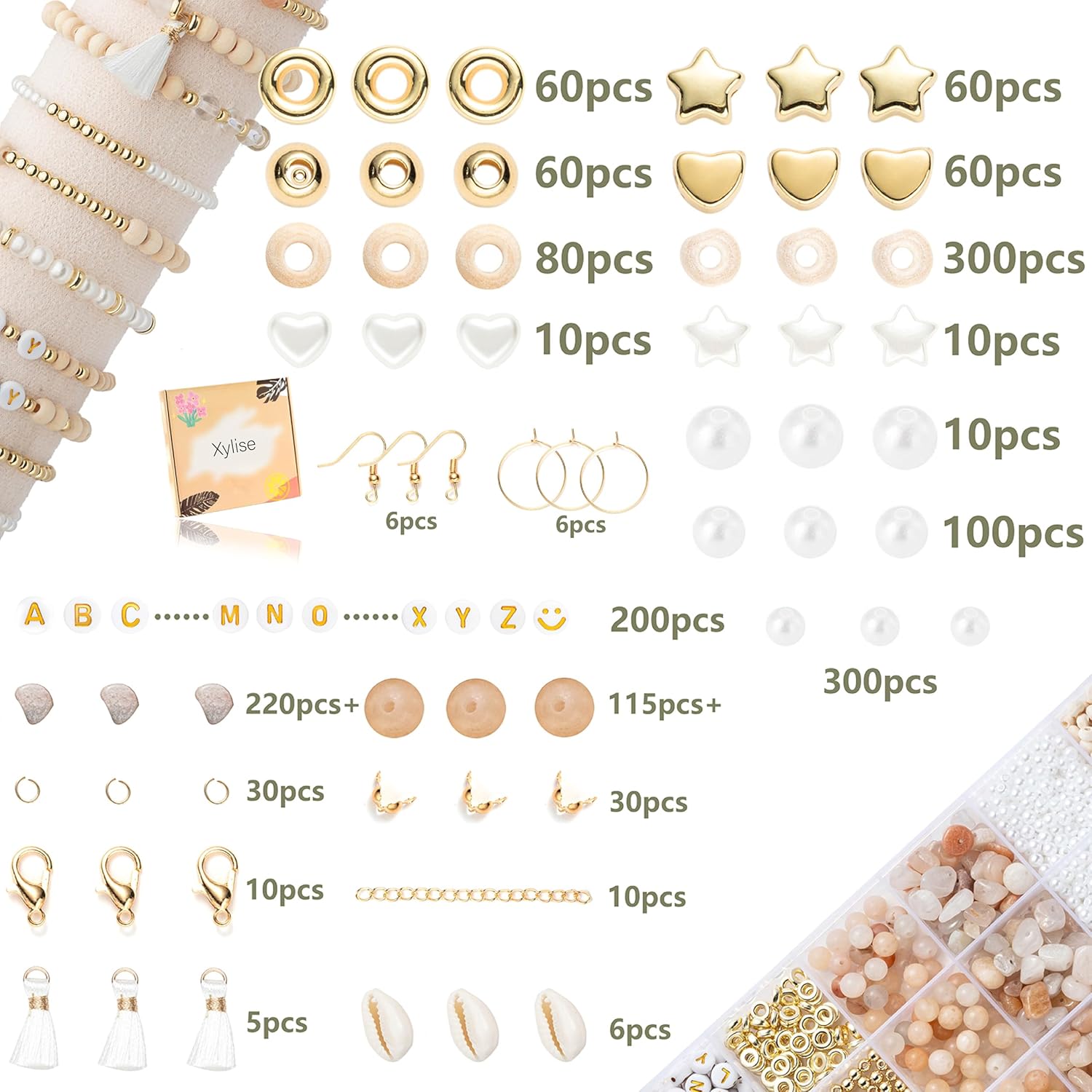 Xylise Jewelry Making Supplies Kit Natural Stone Beads for Irregular Natural Stone with for DIY Craft Bracelet Necklace Earrings for Adults (Pink)