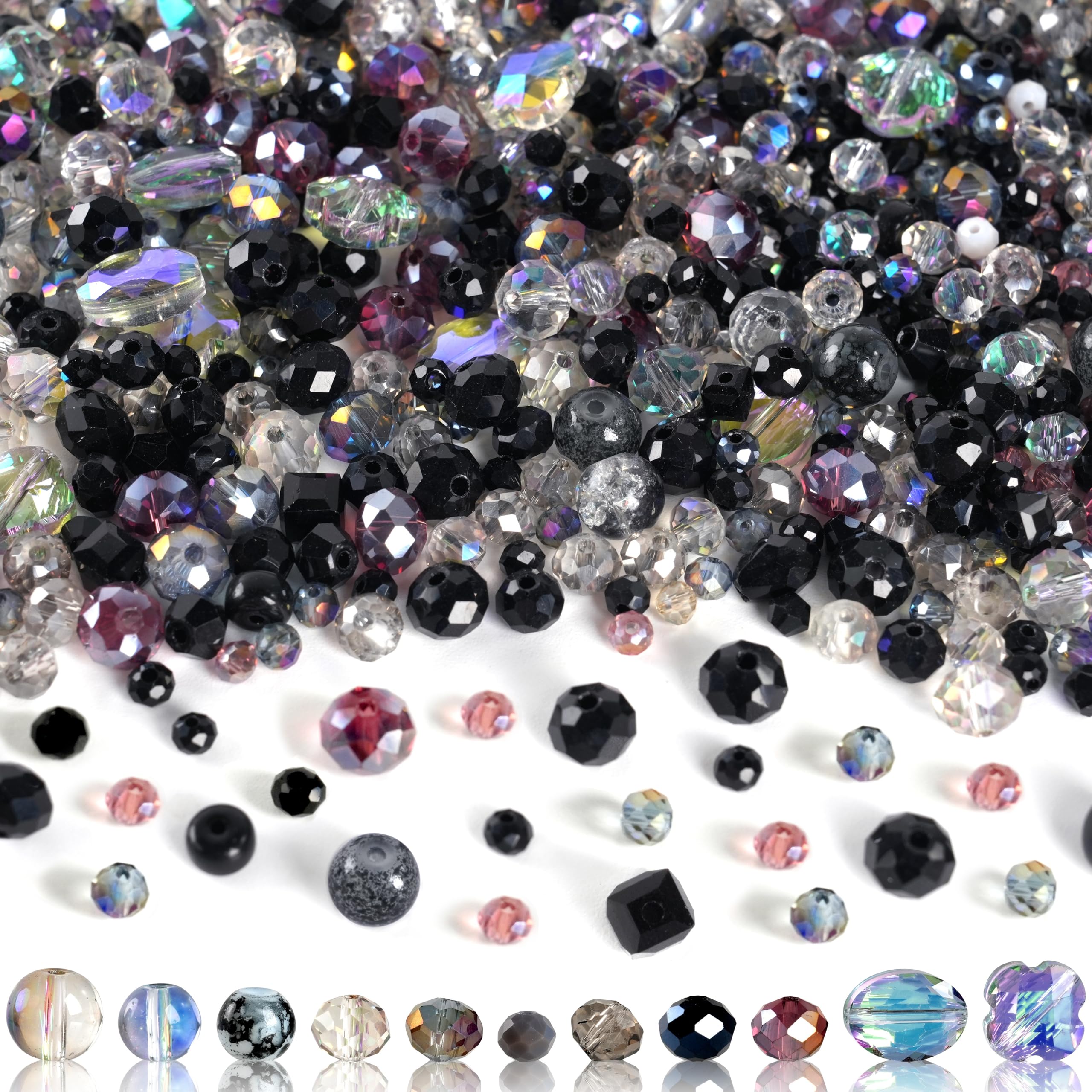 636pcs Glass Beads for Jewelry Making Assorted - Mixed Colorful Rainbow Craft Bead Bulk with Holes, Crystal Bead for Suncatchers Faceted Glass Beads for Bracelets Earring Making Birthday Gifts