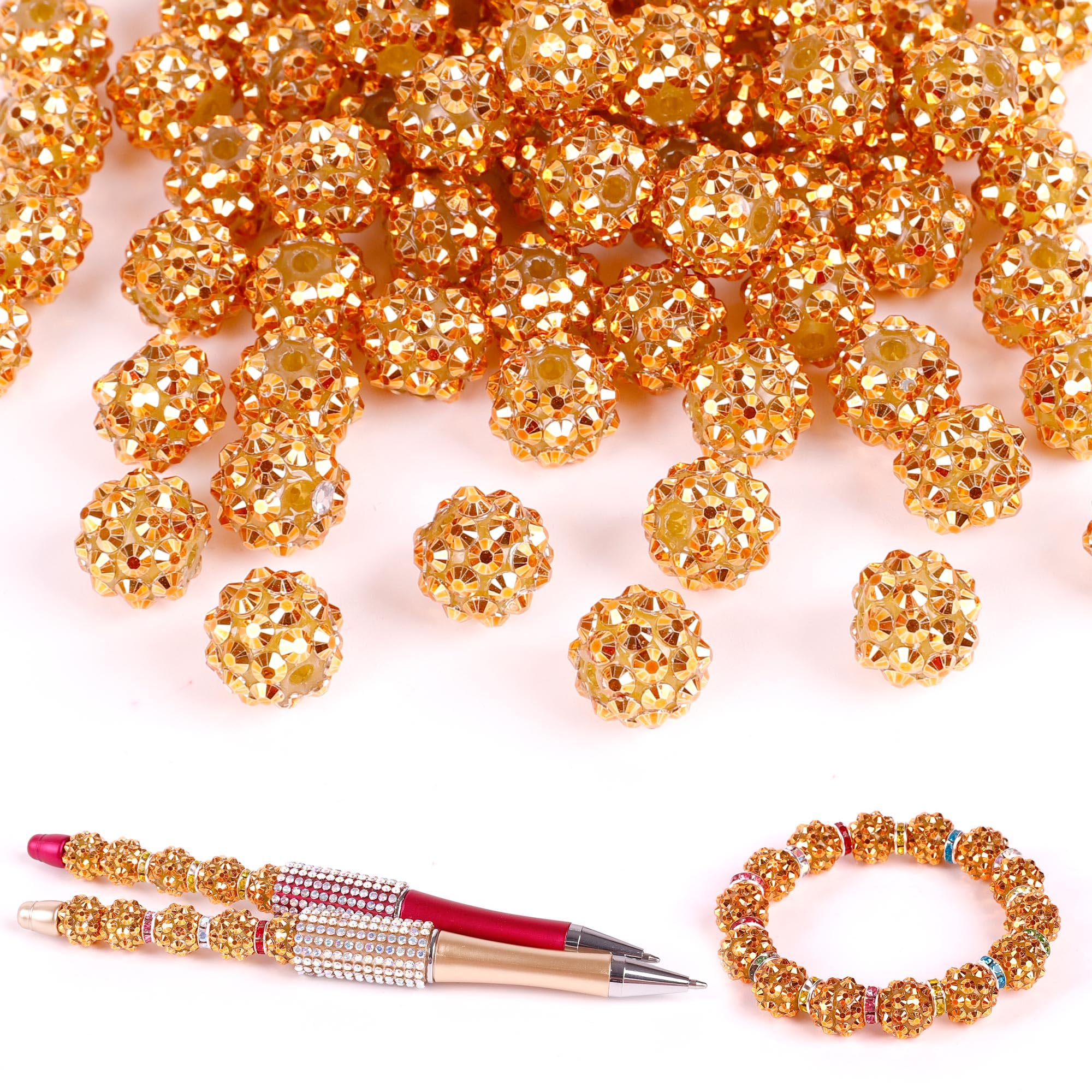 250 Pcs Beads for Pens, Focal Beads for Beadable Pens, Rhinestone Bead, Spacer Bead for Bracelets