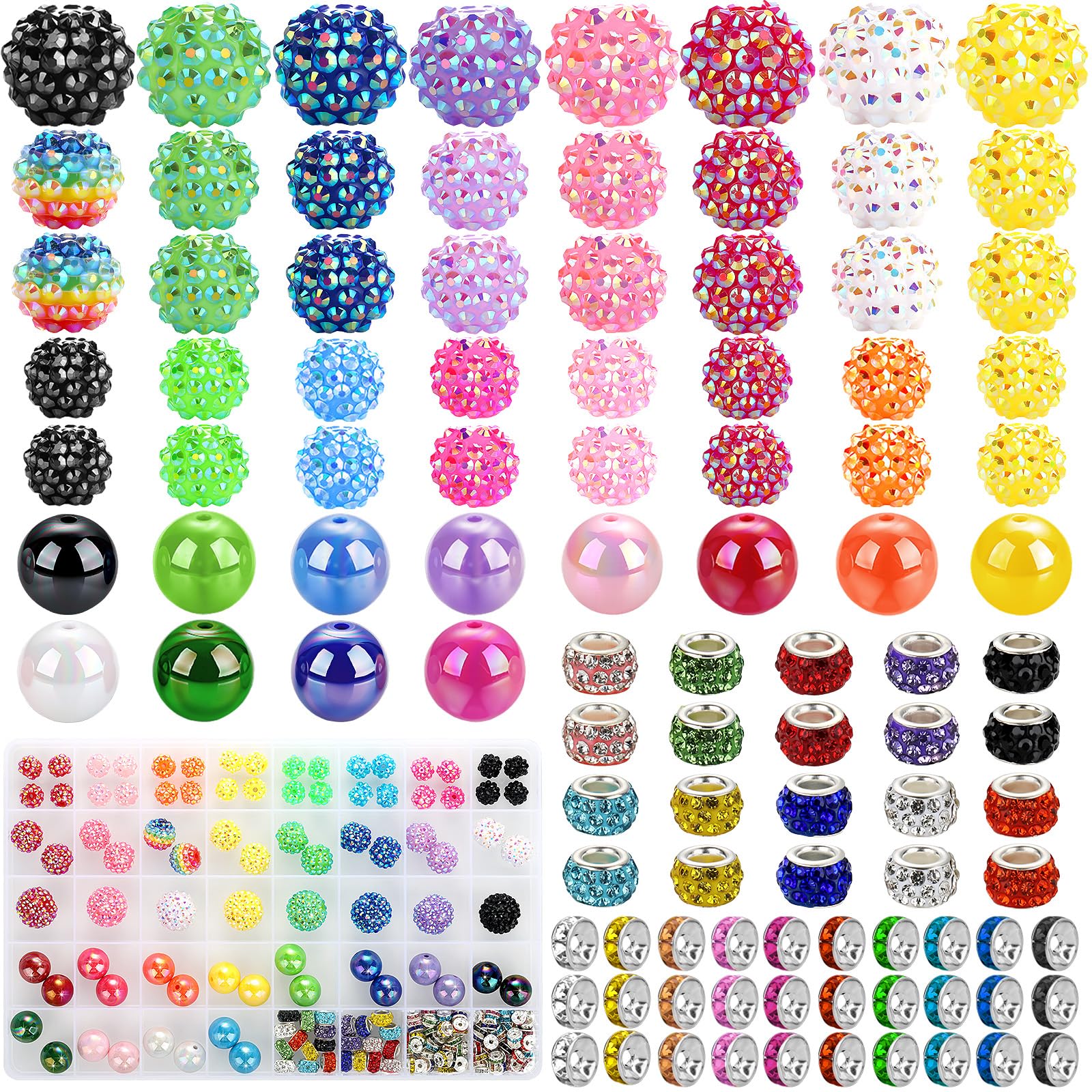 232pcs Beads for Pens, Funtopia Acrylic Focal Beads for Beadable Pens, 16mm Rainbow Chunky Bubblegum Bead with Rondelle Spacer Bead for Keychains DIY Craft Bracelets