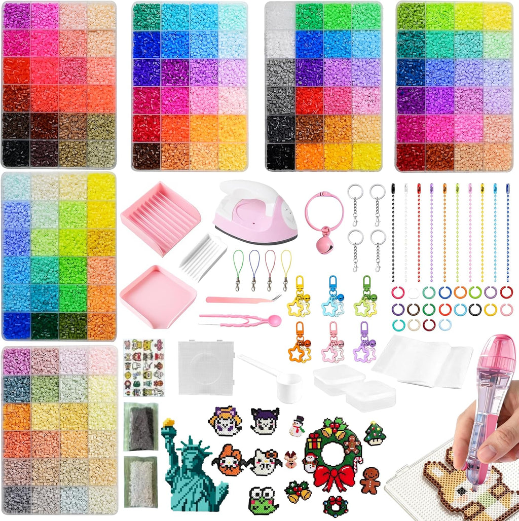 SIFNAORU 144 Colors 70000pcs Fuse Beads Kit-Easy DIY- 2.6mm Melty Beads Kit, All in one DIY Crafts Supplies for Women, Birthday Ideal Gifts,Pixel Art Building Blocks