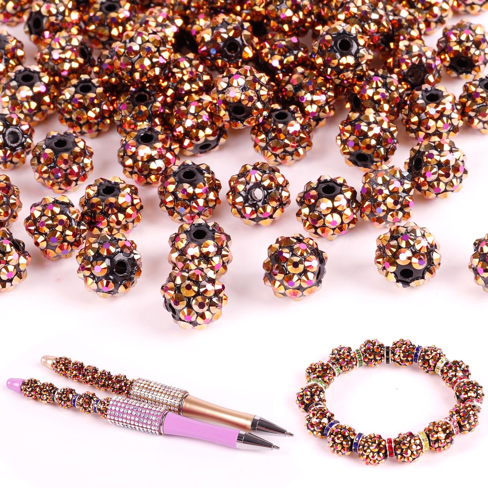 250 Pcs Beads for Pens, Focal Beads for Beadable Pens, Rhinestone Bead, Spacer Bead for Bracelets