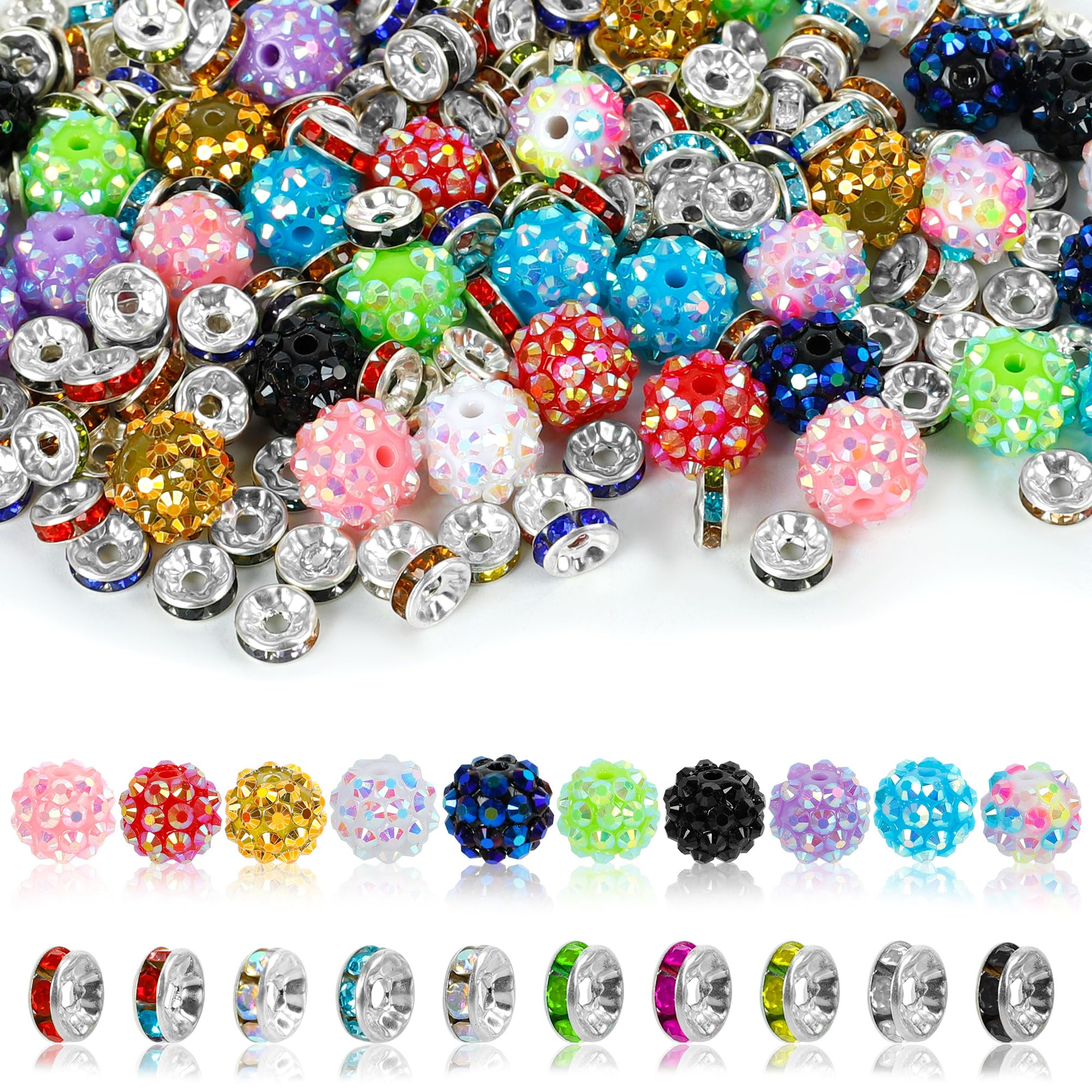 250 Pcs Beads for Pens, Focal Beads for Beadable Pens, Rhinestone Bead, Spacer Bead for Bracelets