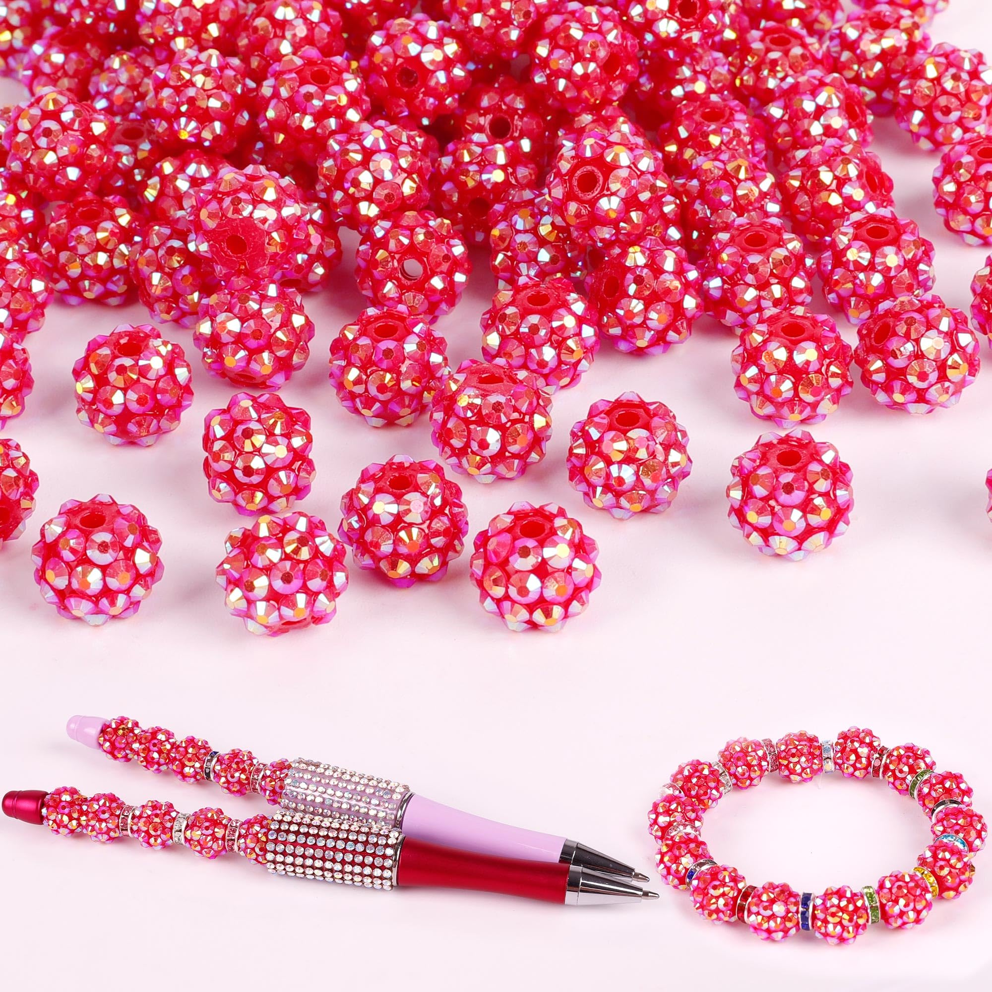 250 Pcs Beads for Pens, Focal Beads for Beadable Pens, Rhinestone Bead, Spacer Bead for Bracelets
