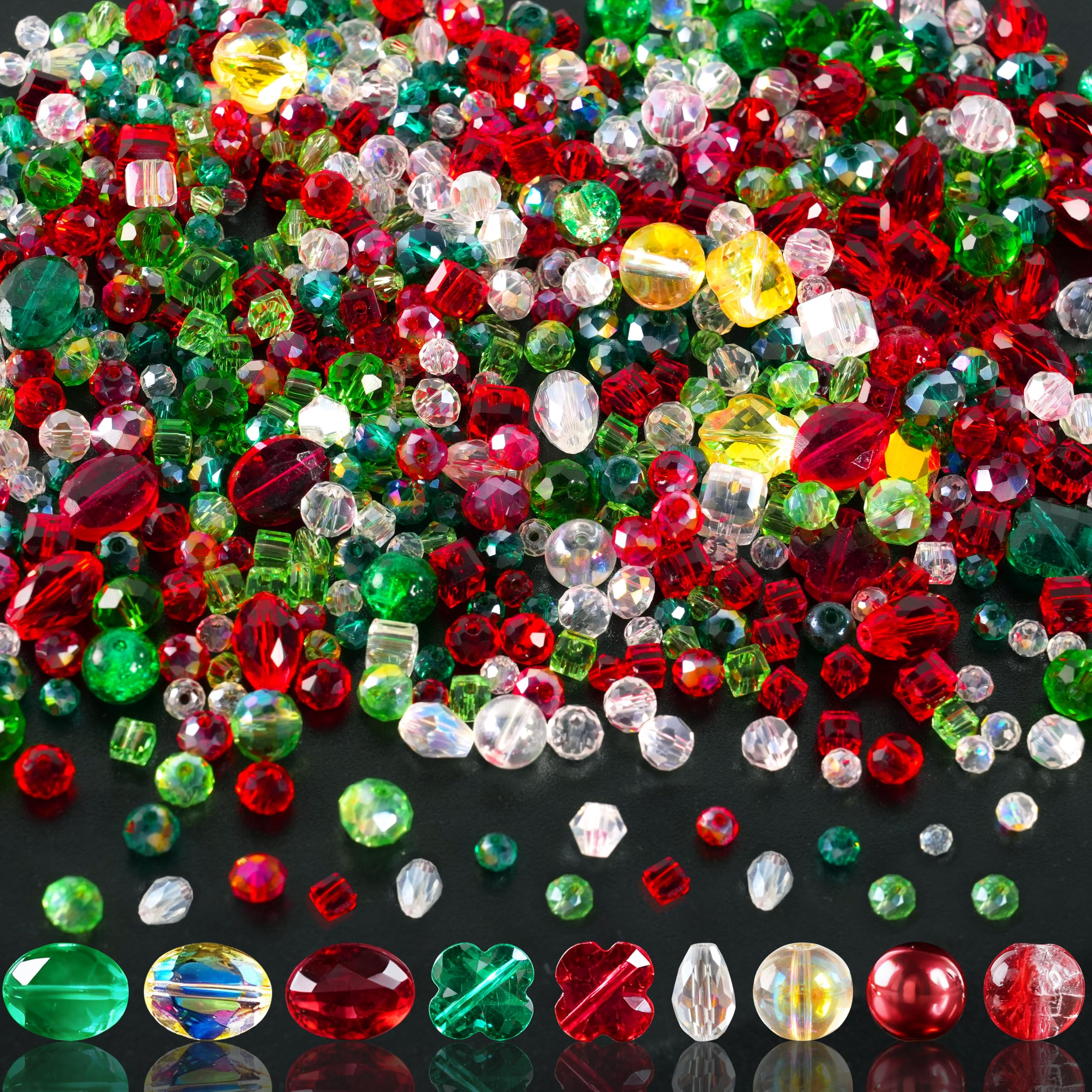 636pcs Glass Beads for Jewelry Making Assorted - Mixed Colorful Rainbow Craft Bead Bulk with Holes, Crystal Bead for Suncatchers Faceted Glass Beads for Bracelets Earring Making Birthday Gifts