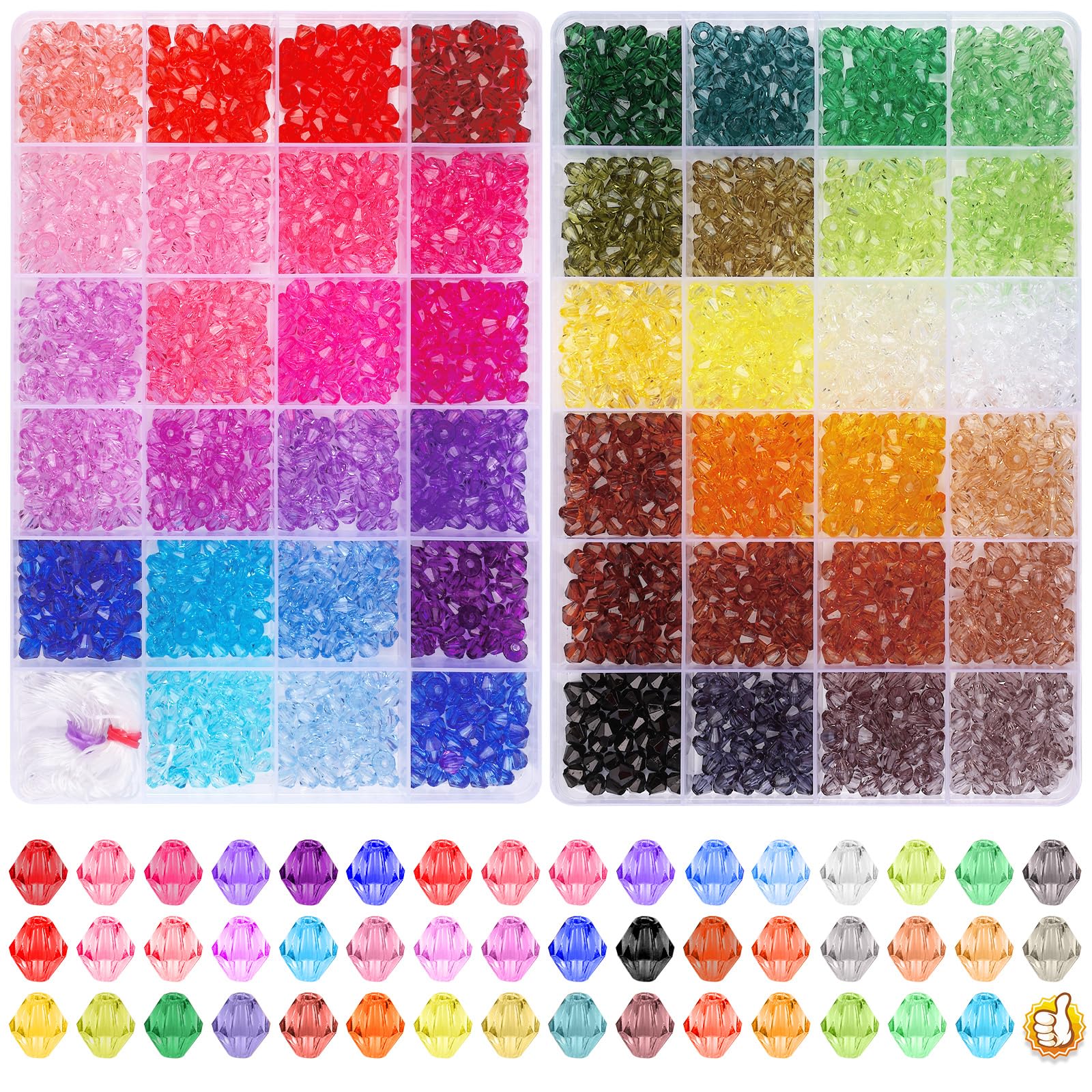 XSEINO About 7200PCS 6mm Glass Beads Bracelet Making Kit,144 Assorted Colors Crystal Glass Beads for Bracelet and Jewelry Making and DIY Crafts,Friendship Gifts,to Give to Friends, Family