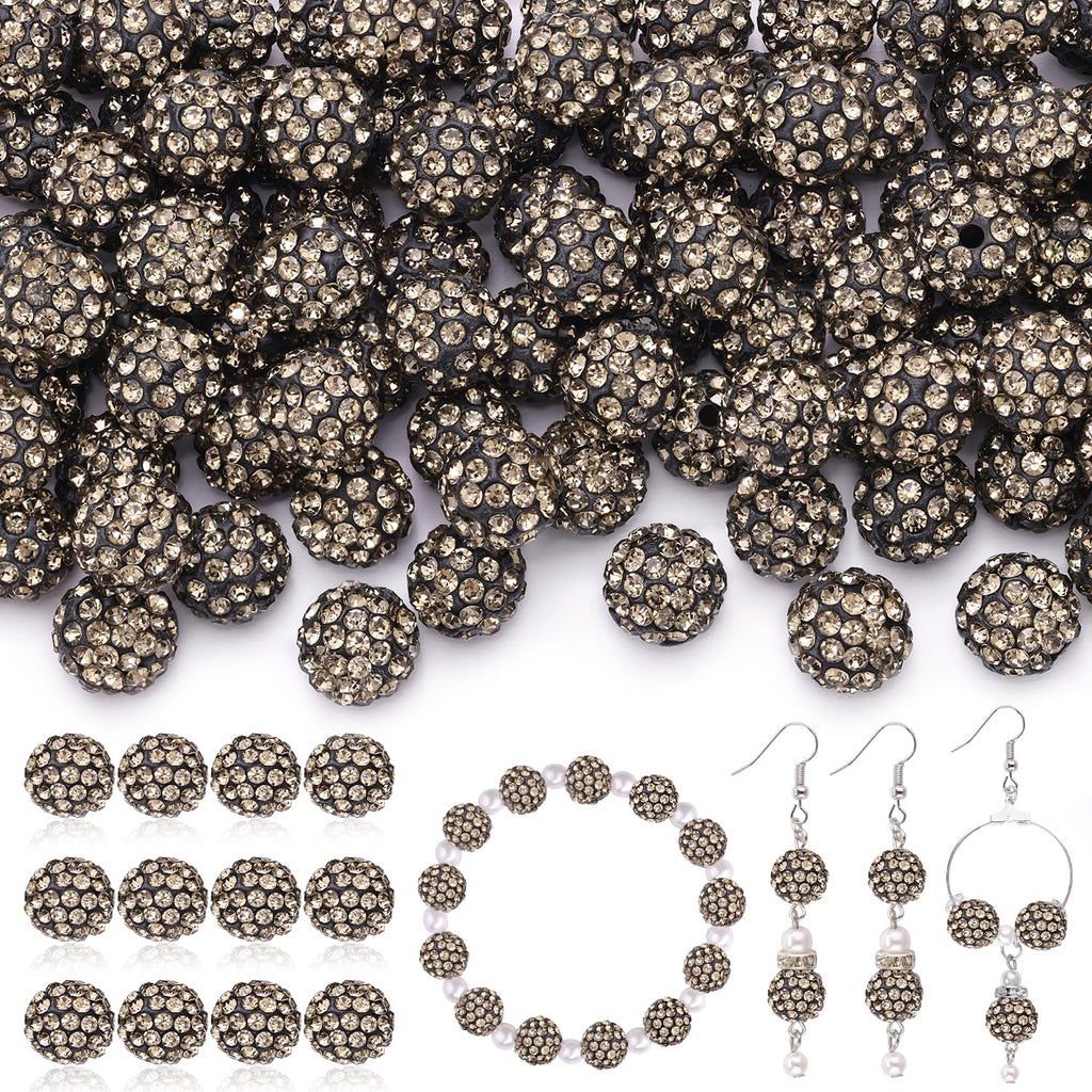 120 pcs 10mm Rhinestone Beads for Jewelry Making, 12 Mixed Colors Shiny Round Shamballa Disco Ball Beads, Sparkle Crystal Clay Christmas for Bracelet Baseball Necklace Earring and DIY